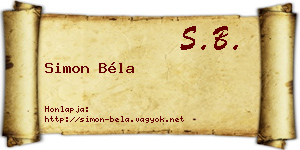 Simon Béla névjegykártya